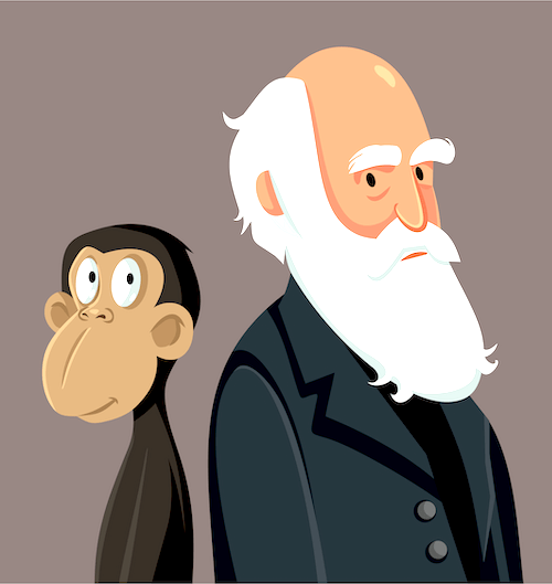Charles and a monkey share a meaningful sidelong glance.